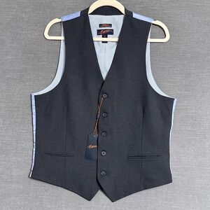 NEW Egara Suit Vest‎ M Gray Skinny Fit Stretch Waistcoat Formal Business Classic